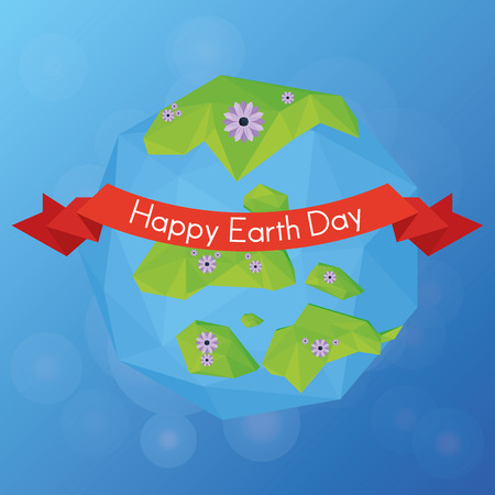 our isolated planet with flowers and a ribbon with textのイラスト素材