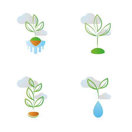 Set of natural icons on a white background. Vector Illustrationのイラスト素材