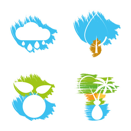 Set of natural icons on a white background. Vector illustrationのイラスト素材
