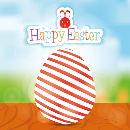 Isolated easter egg with texture and text on a landscape. Vector illustrationのイラスト素材