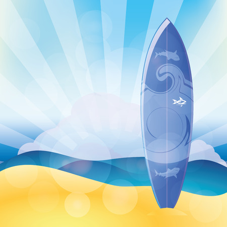 Isolated surfboard on a colored background. Vector illustrationのイラスト素材