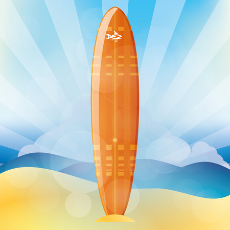 Isolated surfboard on a colored background. Vector illustrationのイラスト素材