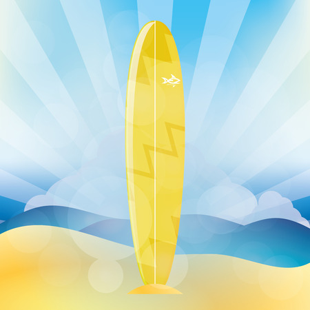 Isolated surfboard on a colored background. Vector illustrationのイラスト素材