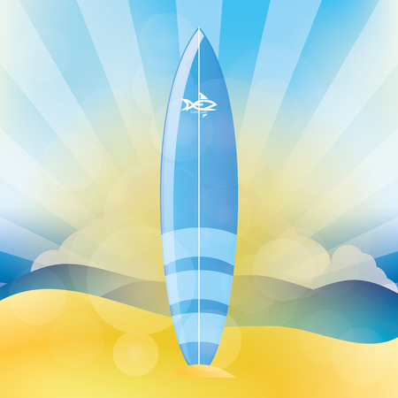 Isolated surfboard on a colored background. Vector illustrationのイラスト素材