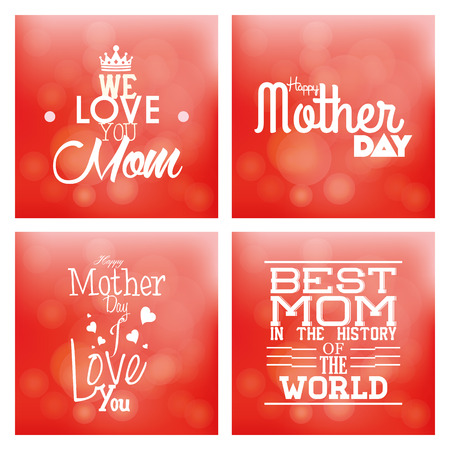 Set of backgrounds with text for mother's day. Vector illustrationのイラスト素材