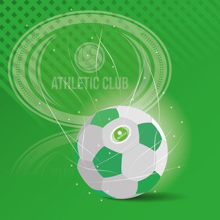 Colored background with a soccer ball and a soccer emblemのイラスト素材