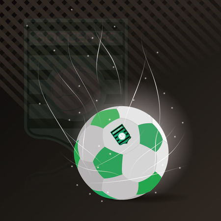 Colored background with a soccer ball and a soccer emblemのイラスト素材