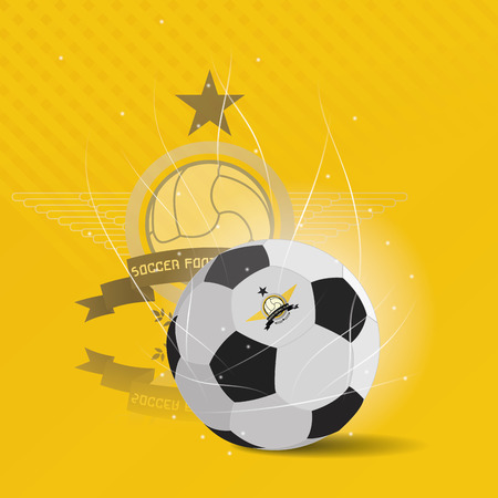Colored background with a soccer ball and a soccer emblemのイラスト素材