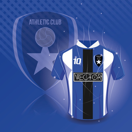 Colored background with a soccer shirt and a soccer emblemのイラスト素材