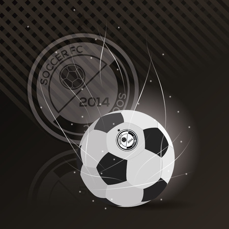 Colored background with a soccer ball and a soccer emblemのイラスト素材