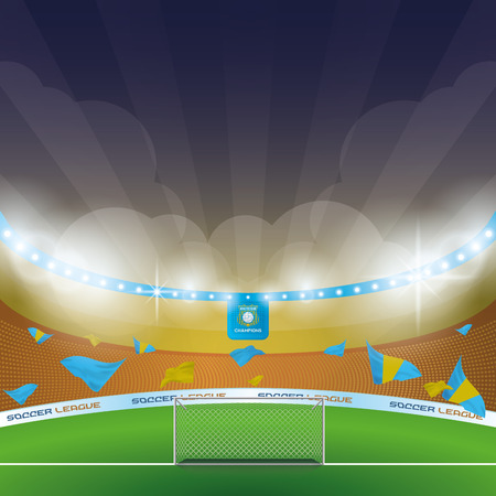 Beautiful view of a celebration in a soccer stadium. Vector illustrationのイラスト素材