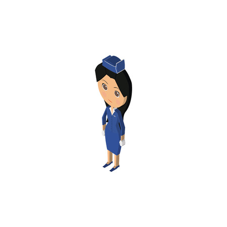 Isolated isometric stewardess on a white backgroundのイラスト素材