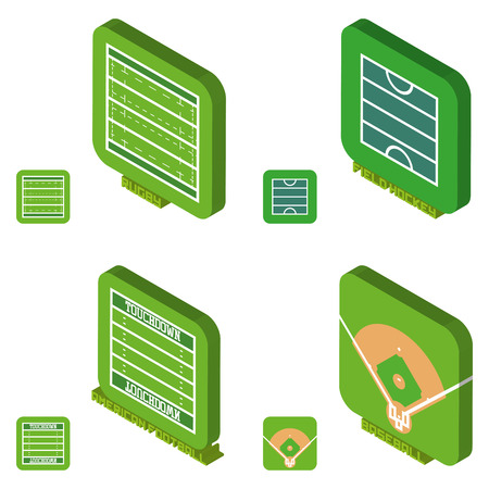 Set of different sport fields on a white backgroundのイラスト素材