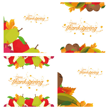 Set of white backgrounds with text for thanksgiving dayのイラスト素材