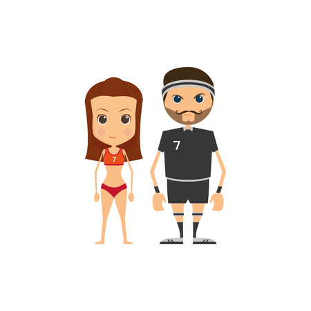 Pair of sport players on a white backgroundのイラスト素材