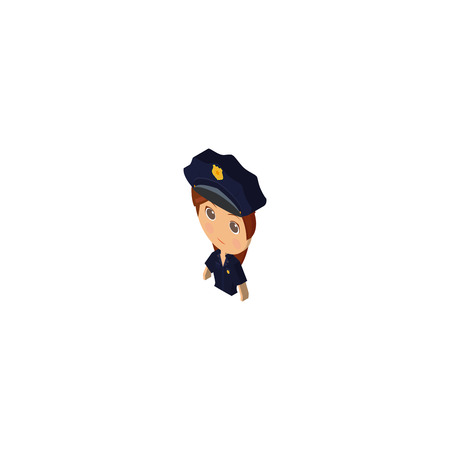 Isolated isometric police on a white backgroundのイラスト素材