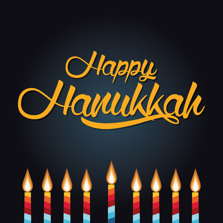 Colored background with text and traditional elements for hanukkah celebrationsのイラスト素材