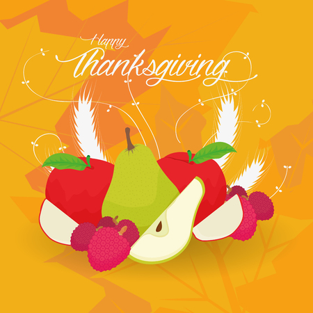 Colored background with leaves and text for thanksgiving dayのイラスト素材