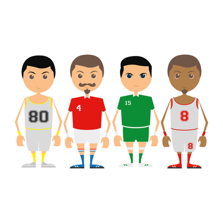 Set of players with different sport uniforms on a white backgroundのイラスト素材