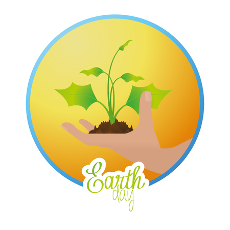 Isolated abstract illustration with text and natural elements for earth dayのイラスト素材