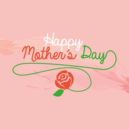 Colored background with text and a rose for mother's dayのイラスト素材