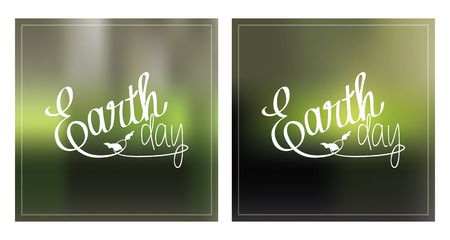 Set of green backgrounds with text for earth dayのイラスト素材