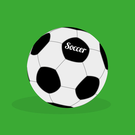 Isolated soccer ball on a green backgroundのイラスト素材