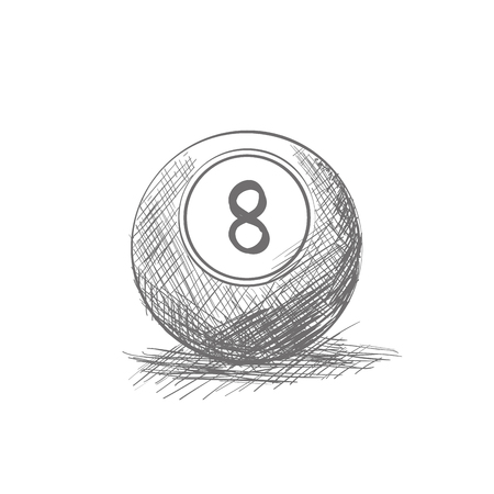 Isolated sketch of a billiard ball on a white backgroundのイラスト素材