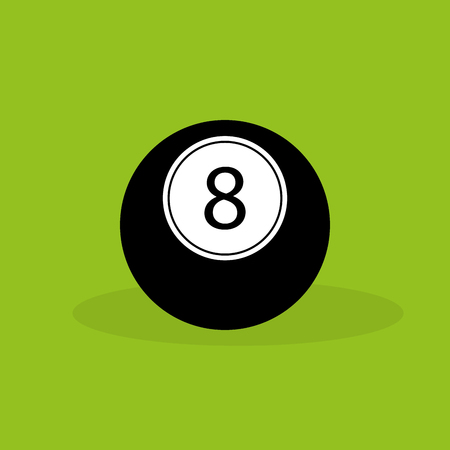 Isolated billiard ball on a green background