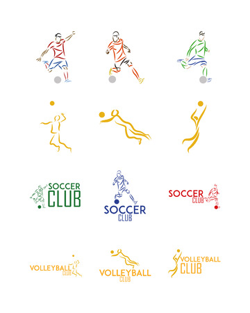 Set of fitness icons of different sports with abstract peopleのイラスト素材