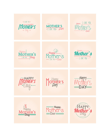 Set of colored backgrounds with text and flowers for mother's dayのイラスト素材