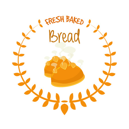 Isolated bread on a white background with text and a laurel wreathのイラスト素材