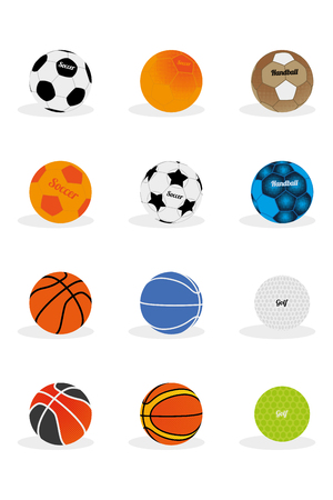 Set of different sport balls on a white backgroundのイラスト素材
