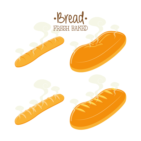 Set of breads on a white background with textのイラスト素材