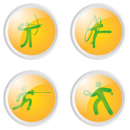 Set of badges with sport icons on a white backgroundのイラスト素材