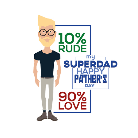 Isolated dad with trendy clothes and text on a white backgroundのイラスト素材