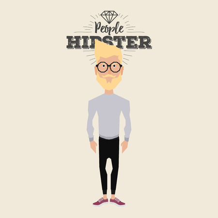 Isolated hipster man on a white background with textのイラスト素材