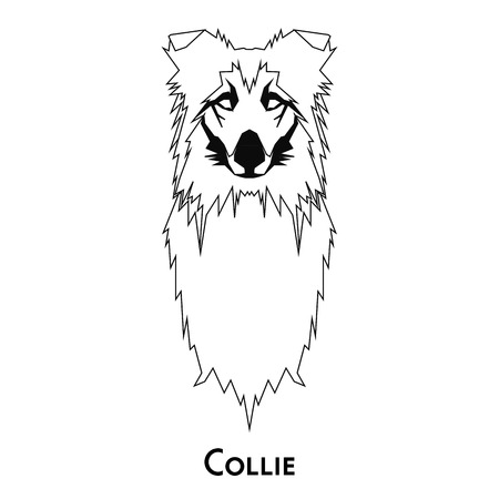 Isolated silhouette of a cute Collie on a white backgroundのイラスト素材