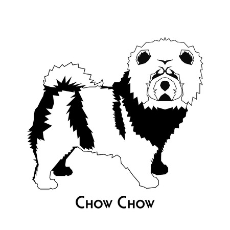 Isolated silhouette of a chow chow on a white backgroundのイラスト素材