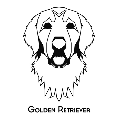 Isolated silhouette of a golden retriever on a white backgroundのイラスト素材