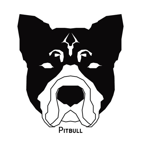 Isolated silhouette of a cute pitbull on a white backgroundのイラスト素材