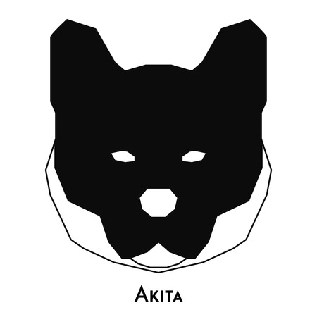 Isolated silhouette of an akita dog on a white backgroundのイラスト素材