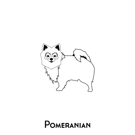 Isolated silhouette of a cute pomeranian on a white backgroundのイラスト素材
