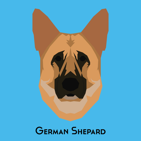 Isolated German Shepard on a blue backgroundのイラスト素材