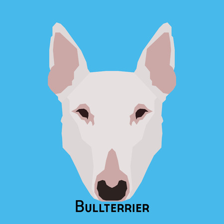 Isolated cute bullterrier on a blue backgroundのイラスト素材