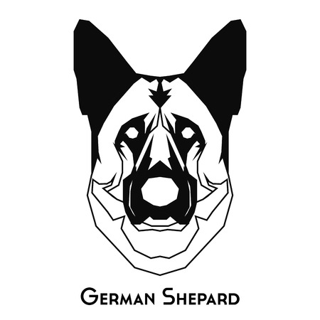Isolated silhouette of a German Shepard on a white backgroundのイラスト素材