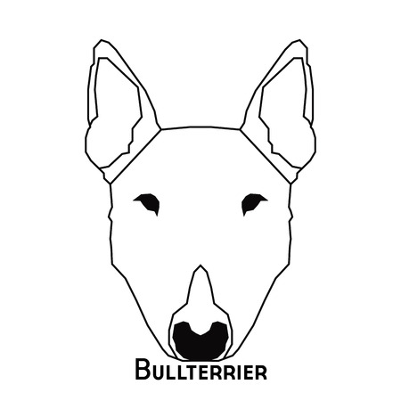 Isolated silhouette of a cute bullterrier on a white backgroundのイラスト素材
