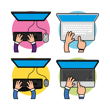 Set of different devices on white background, Vector illustrationのイラスト素材