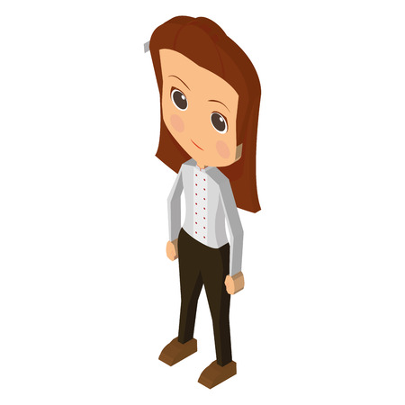 Isolated isometric woman on a white background, Vector illustrationのイラスト素材