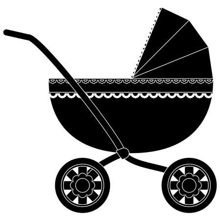 Isolated baby carriage icon on a white background, vector illustrationのイラスト素材